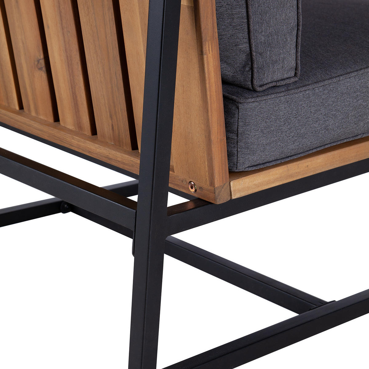 LOUNGESESSEL - Polyester / Akazie massiv - Grau / Braun - Braun/Grau, Holz/Textil (65/79/74cm) - home24