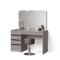 SCHMINKTISCH Imola Cashmere mit LED Beleuchtung und Hocker - Kaschmir, Holzwerkstoff (120/75/55cm) - Livinity®