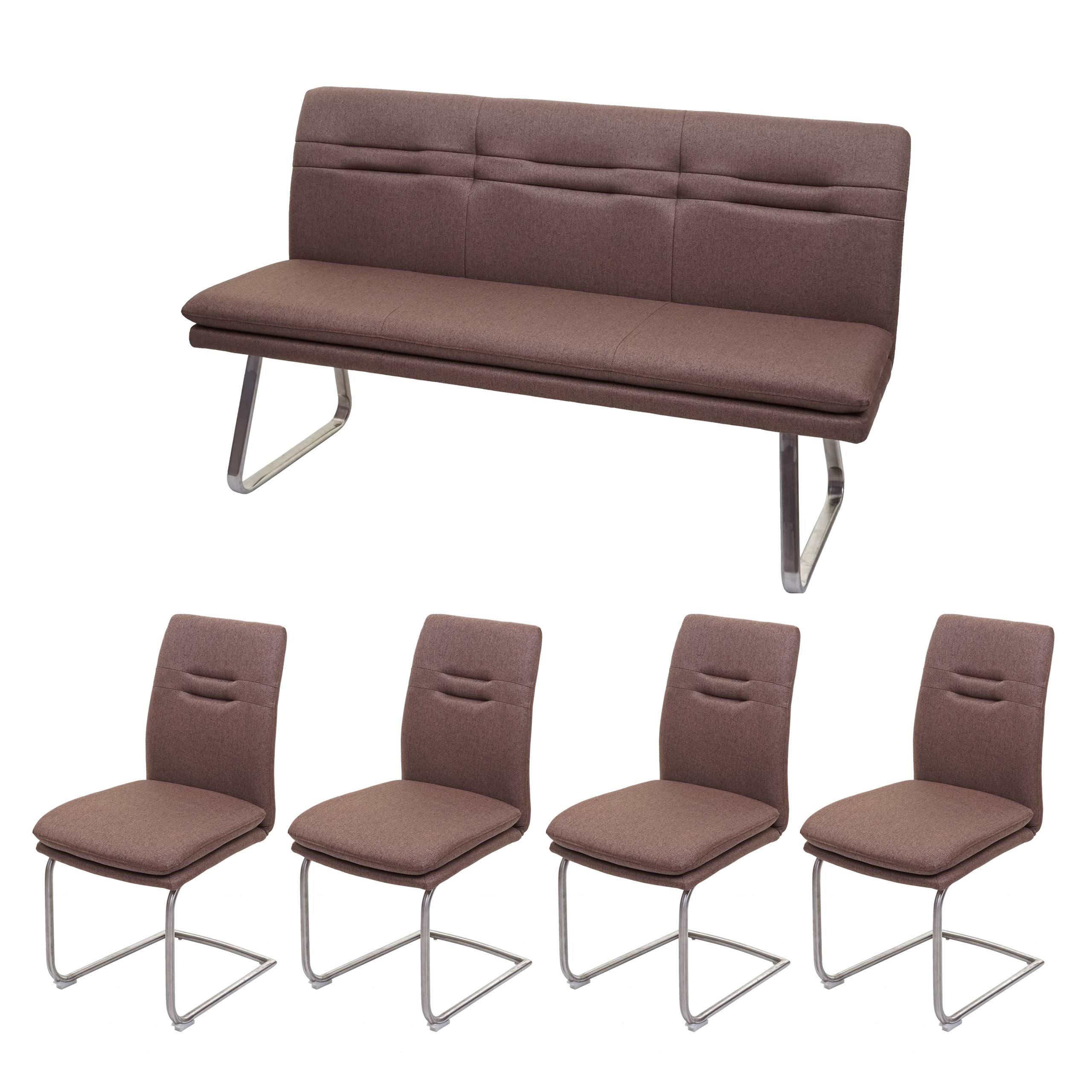 ESSZIMMER-SET Braun 5er-Set - Braun, Textil (160/92/58cm) - MCW
