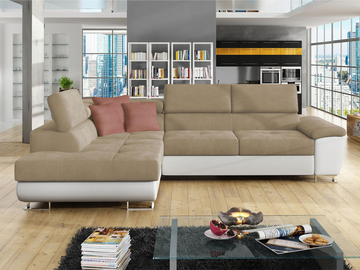 ECKSOFA Cotere, Seite: Links - Naturfarben, Holz/Textil (270/202cm) - MIRJAN24