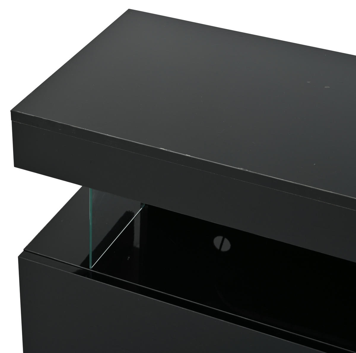 SIDEBOARD 140/35/80 cm schwarz aus Spanplatte mit LED-Beleuchtung - Schwarz, Holzwerkstoff (35/80/140cm) - OKWISH