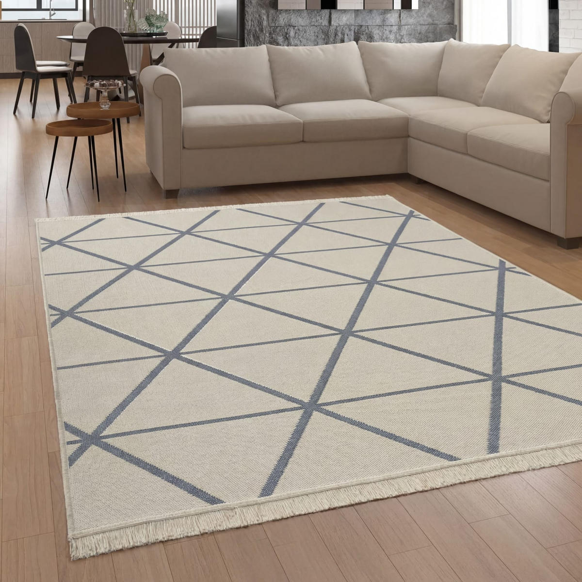 KURZFLORTEPPICH 140/200 cm Skandi Kilim 146 - Grau, Naturmaterialien (140/200cm) - Paco Home