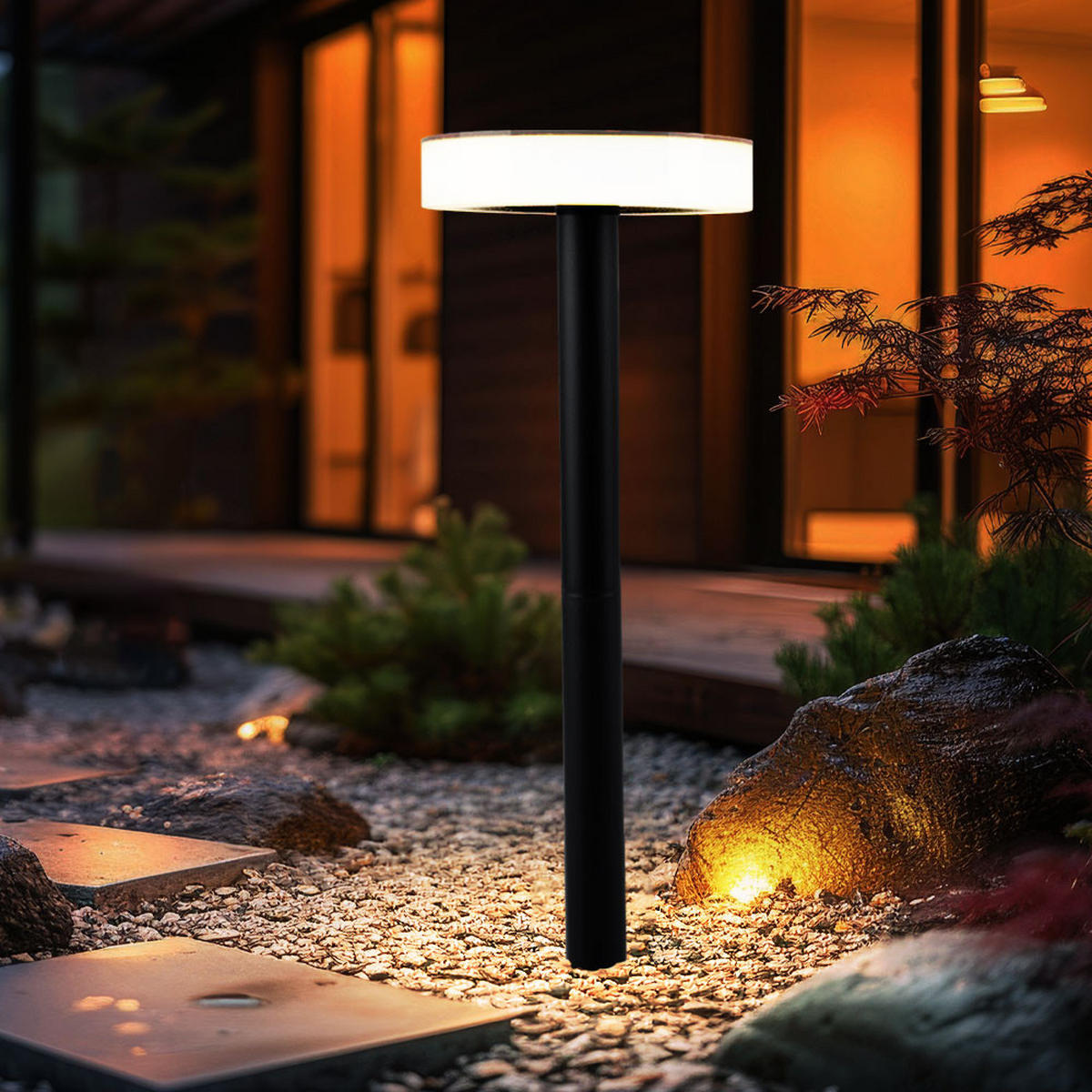 LED AUSSENLEUCHTE Solar Schwarz Kunststoff - Schwarz, Kunststoff (15.3/15.3/56.1cm) - Globo Lighting