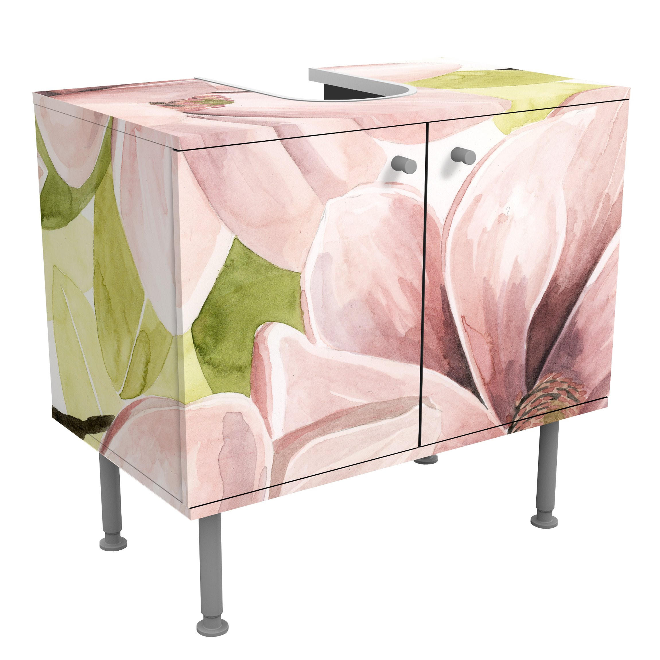 WASCHBECKENUNTERSCHRANK Magnolie errötet II 60/55/35 cm - Rosa, Holzwerkstoff (60/55/35cm) - Bilderwelten
