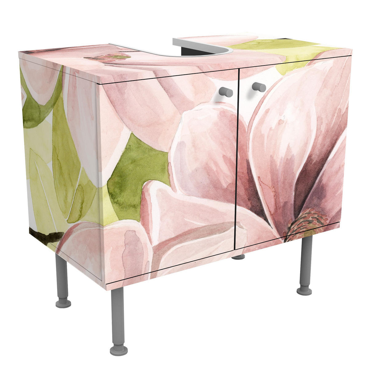 WASCHBECKENUNTERSCHRANK Magnolie errötet II 60/55/35 cm - Rosa, Holzwerkstoff (60/55/35cm) - Bilderwelten