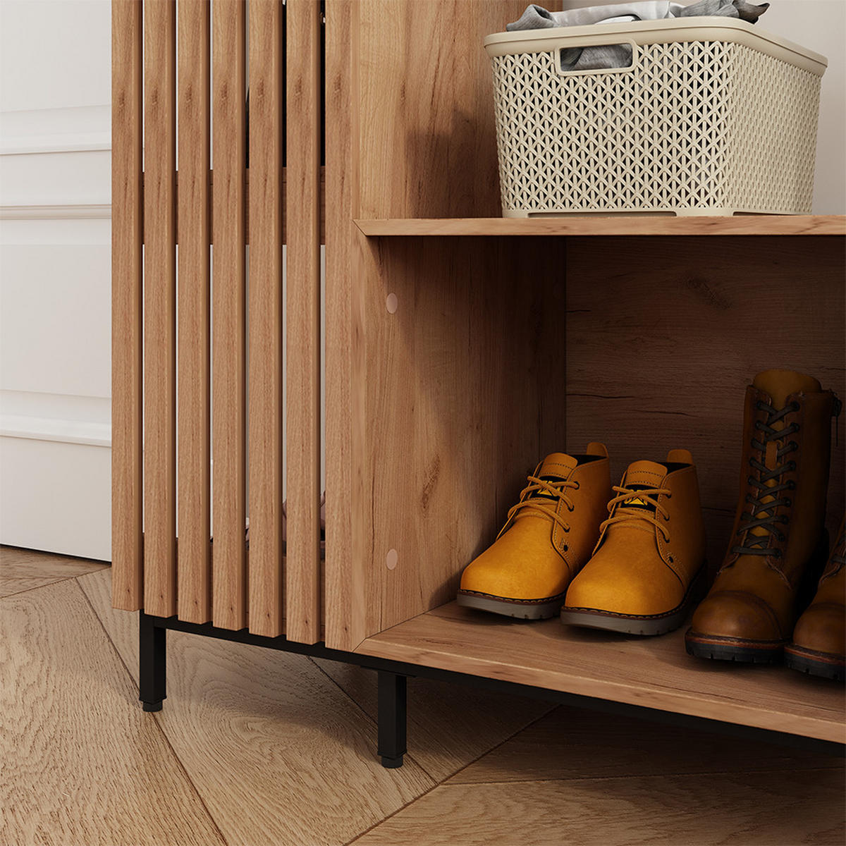 GARDEROBE Zinto dąb kraft złoty 80 x 187 cm mit 5 Ablagefächern - Honigeiche, Holzwerkstoff (80/187/45cm) - Vicco