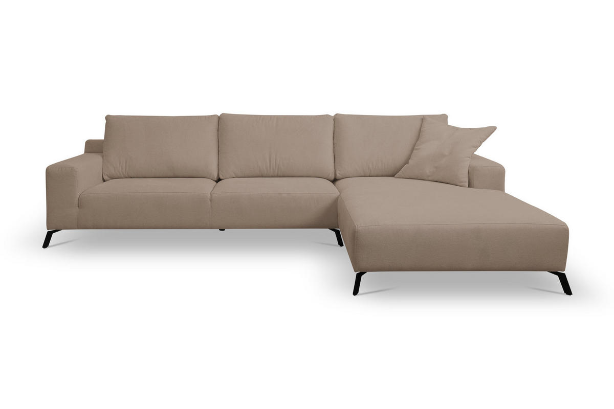 ECKSOFA Aspen in L-Form, Coach Farbe: Braun, Velourstoff, Ottomane Rechts - Braun, Textil (312/187cm) - VENASI MÖBEL
