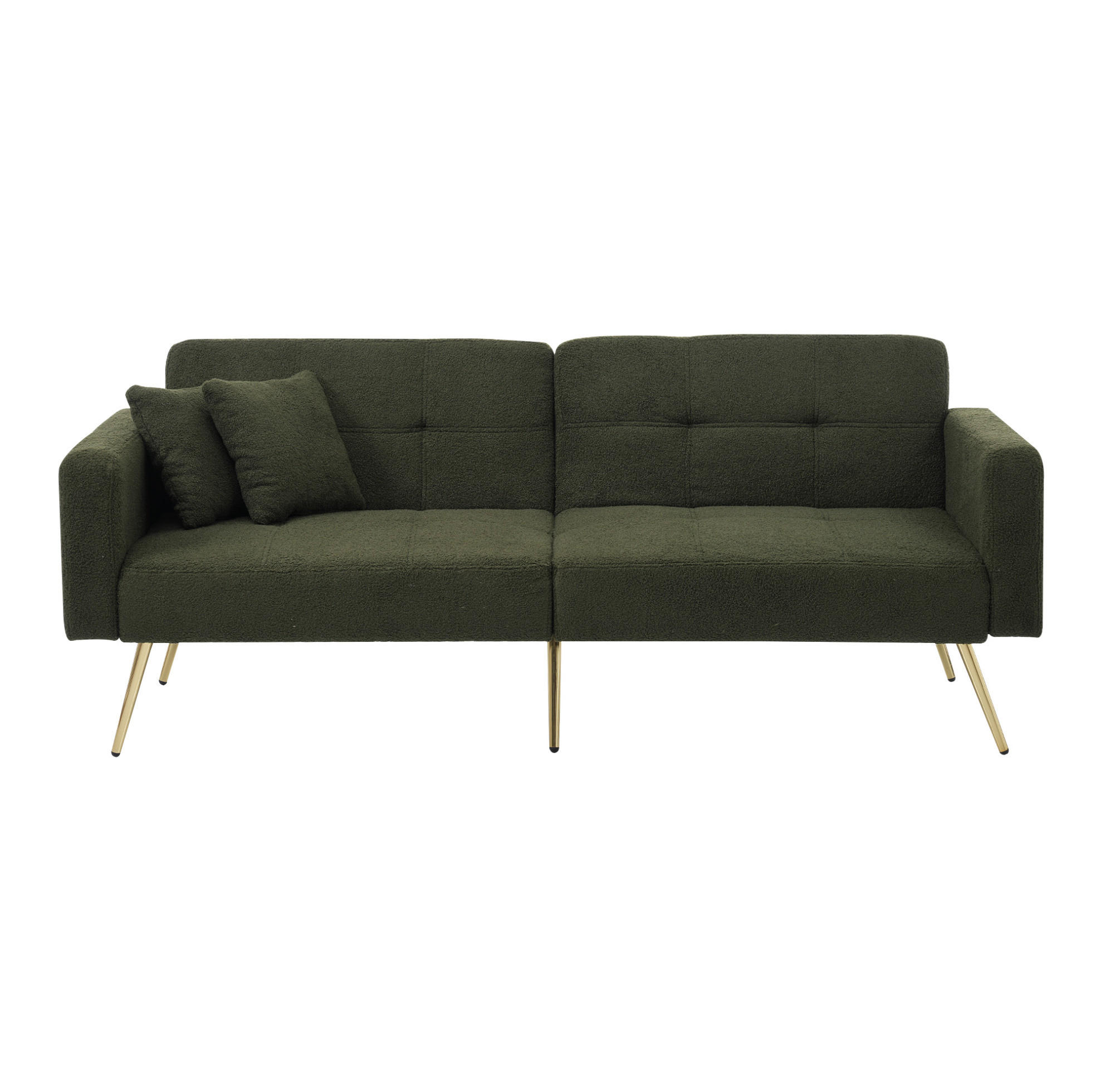 SCHLAFSOFA 175/64/72 cm in Antikgrün – verstellbar mit Seitentaschen - Grün, Kunststoff (175/72/64cm) - BEAOK
