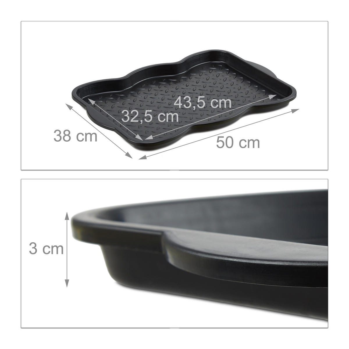 SCHUHABTROPFSCHALE - Schwarz, Kunststoff (38/50cm) - Relaxdays