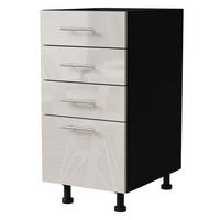 SCHUBLADENUNTERSCHRANK Brerra D4A/40 Korpus schwarz / Front RAL 9001 creme Hochglanz 40 / 50 / 82 cm - Creme/Schwarz, Holz/Holzwerkstoff (40/82/50cm) - Feldmann-Wohnen