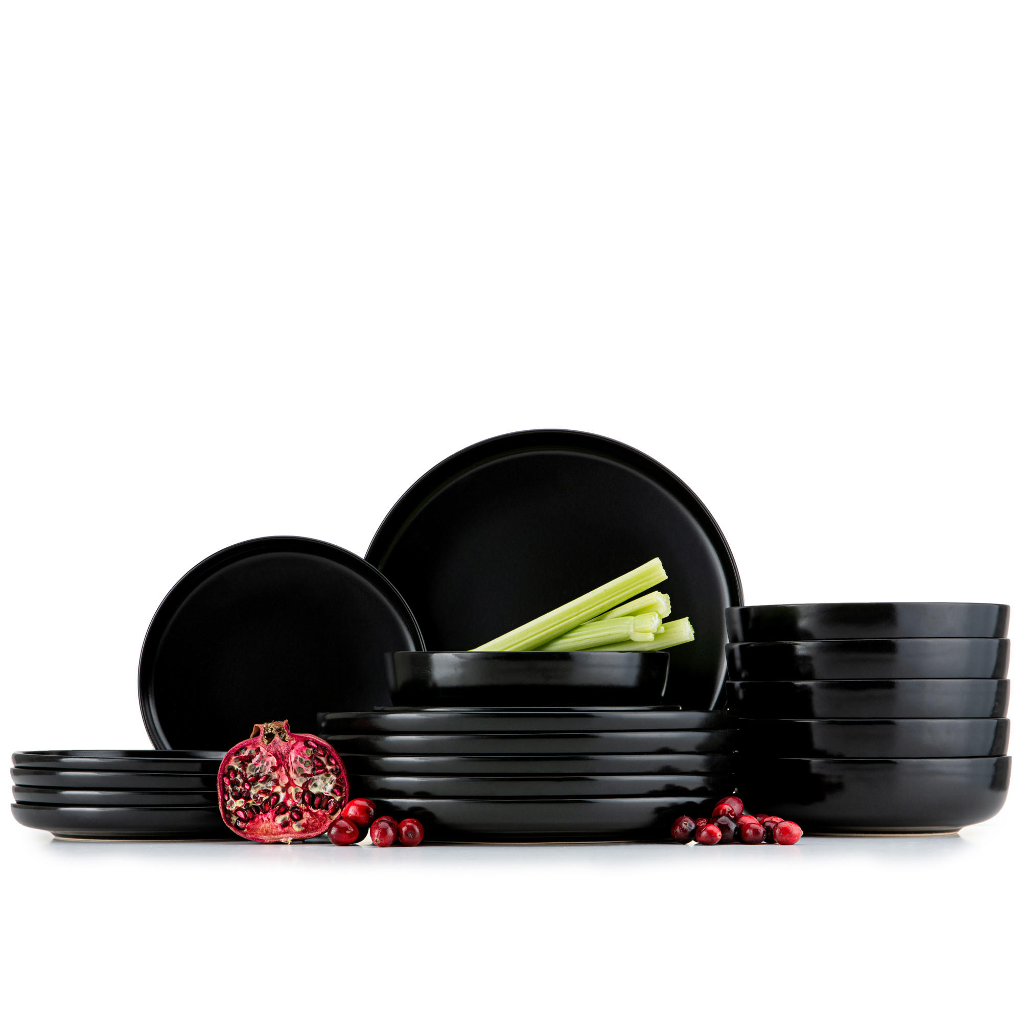 TAFELSERVICE VICTO 6 Personen 18-tlg Schwarz, Matte - Schwarz, Keramik (27/2/27cm) - KONSIMO®