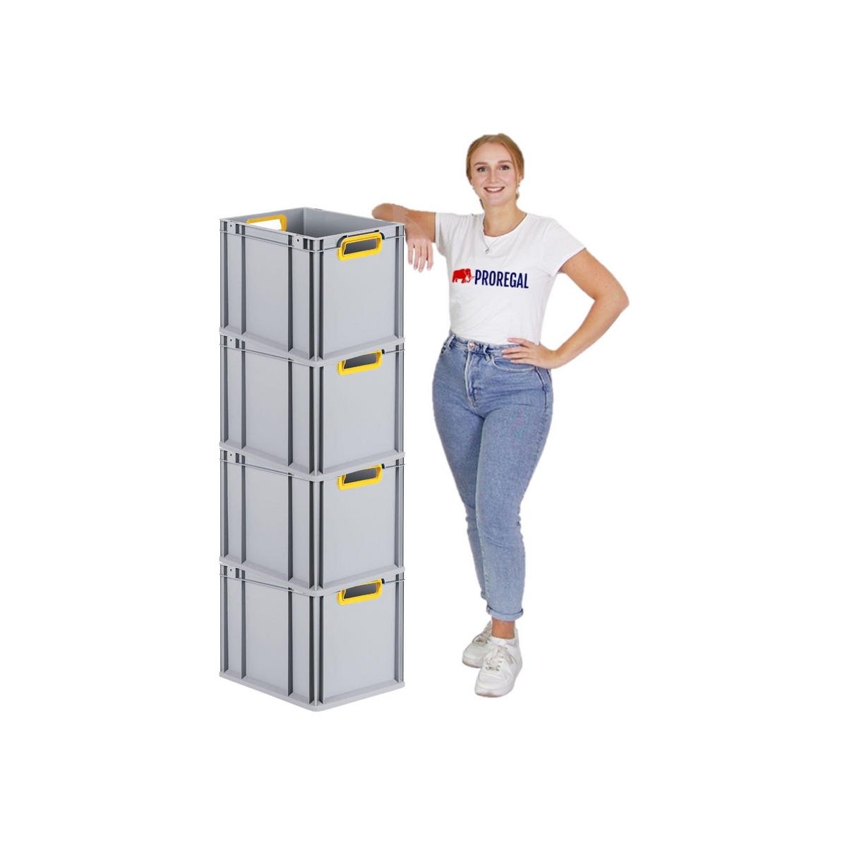 EUROBOX 4x Nextgen Color Mit Auflagedeckel 32x30x40cm Griffe Gelb Offen - Gelb, Kunststoff (30/32/40cm) - PROREGAL
