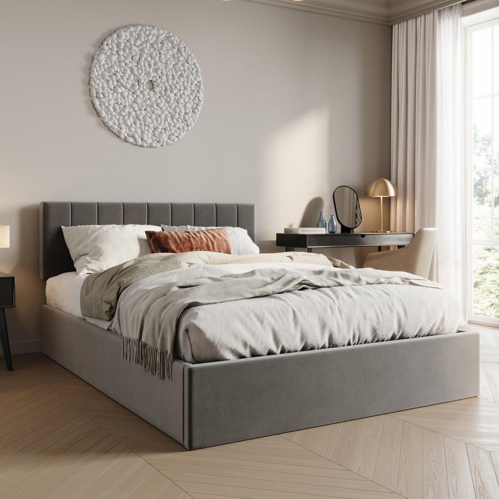 Thumbnail - Home Collective Polsterbett, Dunkelgrau, Naturmaterialien, 160x200 cm, Schlafzimmer, Betten, Polsterbetten