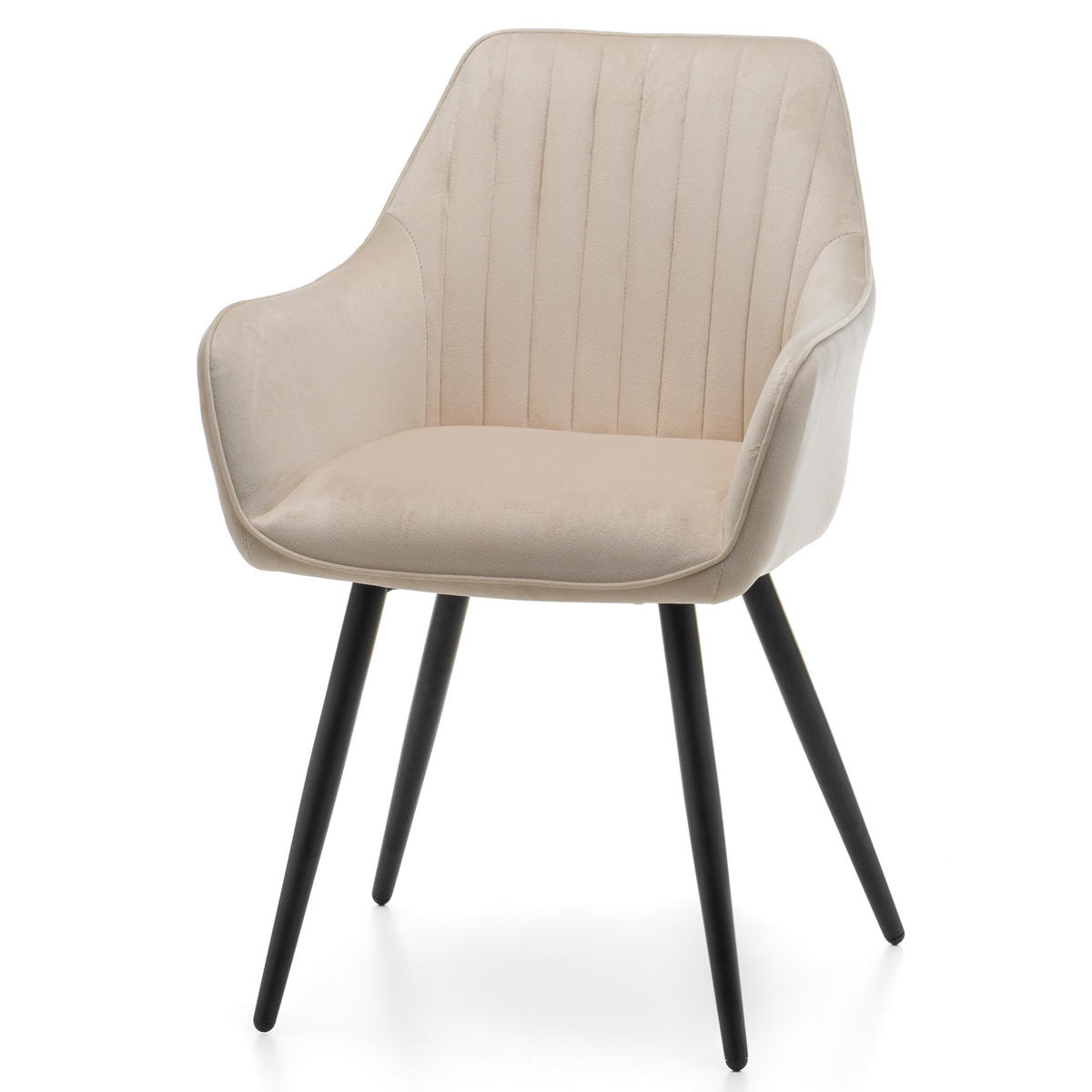 STUHL PASSO gepolstert mit Steppung - beige - Samt Velours - Ecru/Beige, Textil/Metall (58/87/60cm) - NEW HOME