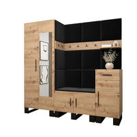 GARDEROBEN-SET 196/200/45,6 - Dunkelgrau/Schwarz, Holz/Kunststoff (200/196/45.6cm) - Abiks Möbel