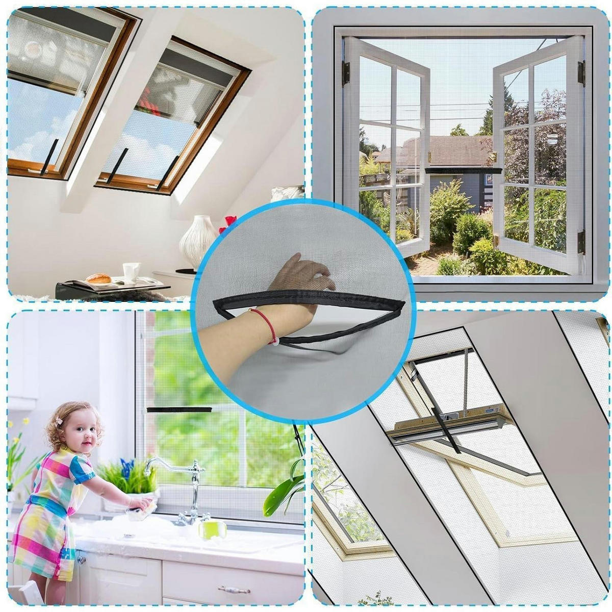 FLIEGENGITTER Dachfenster mit Magnetverschluss 100 x 130 cm - Schwarz, Textil (15/2.5/23cm)