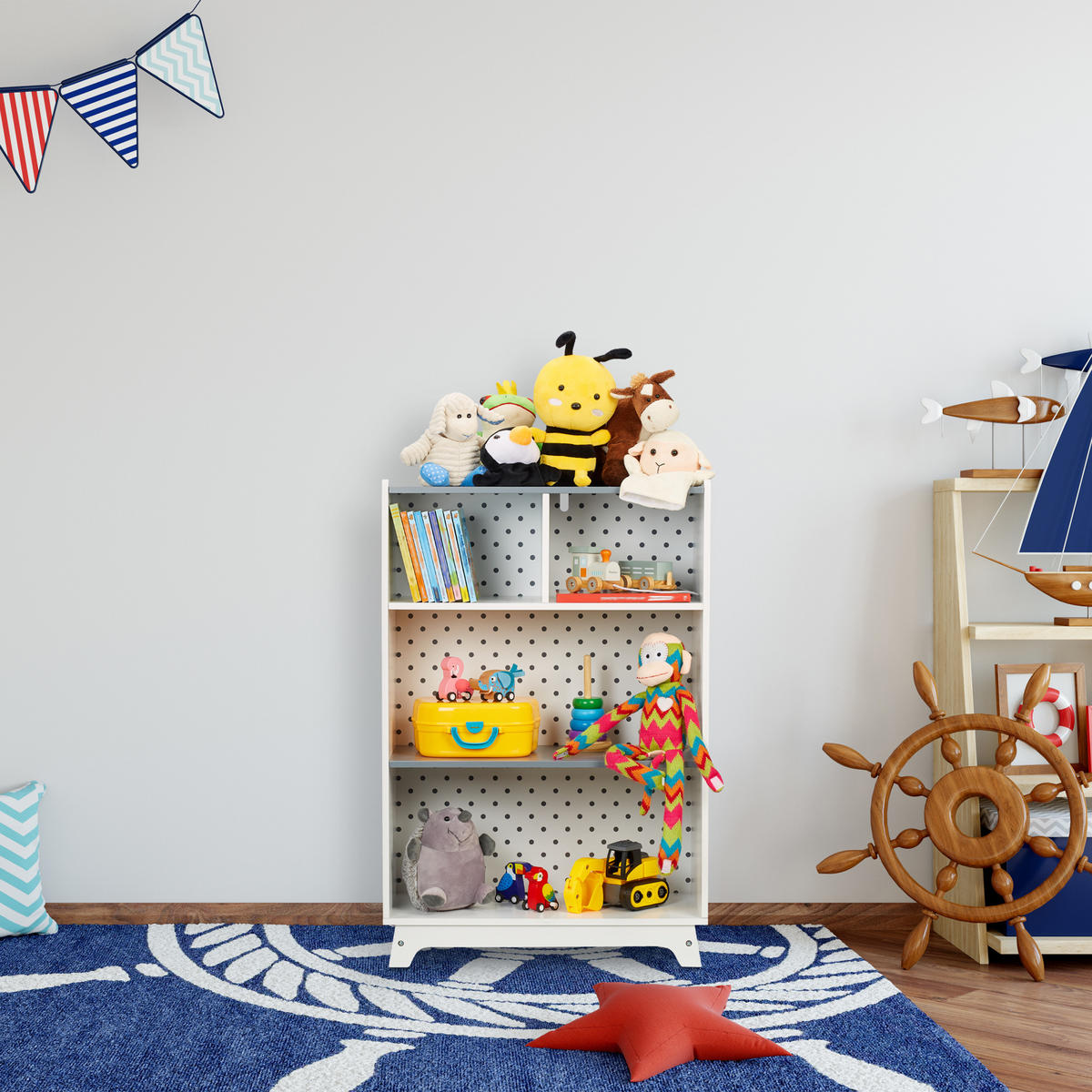 KINDERREGAL - Weiß, Holzwerkstoff (60/90/30cm) - Relaxdays