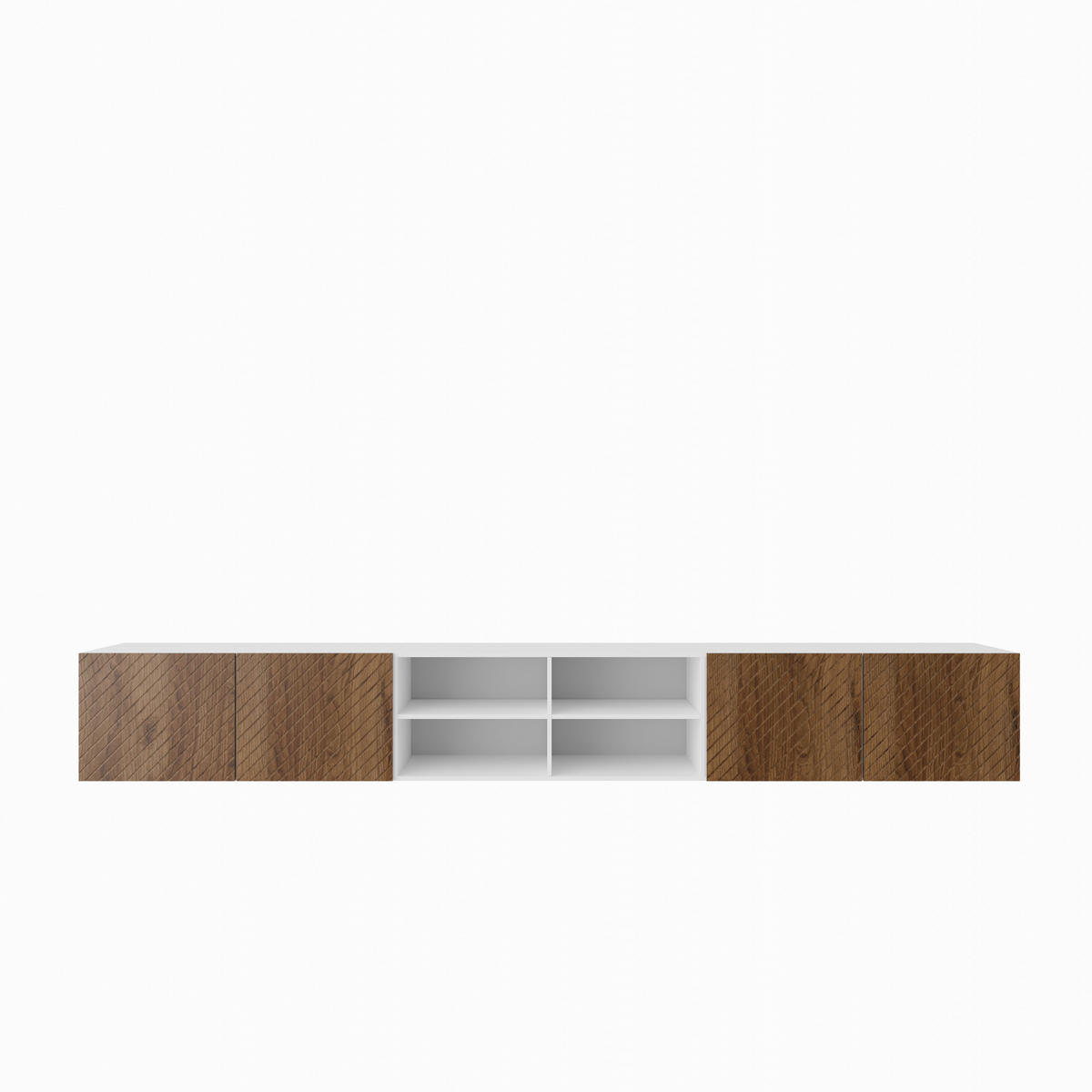 TV-SCHRANK Nicole IV 300 cm, viertürig, weiß, catania - Weiß/Braun, Kunststoff (300/41/40cm) - Margaret Hadas24