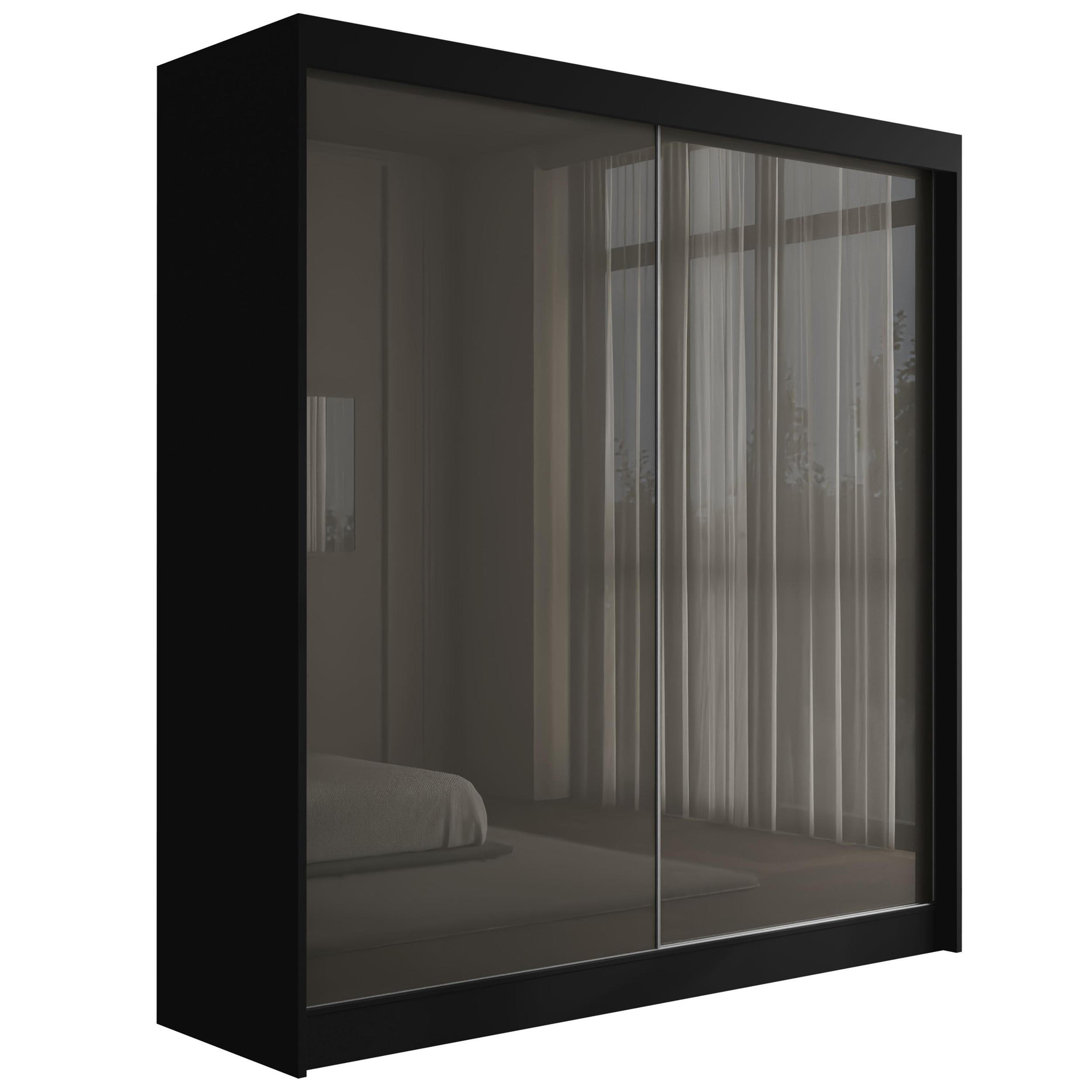KLEIDERSCHRANK PEKA - 200 cm - Schwarz|Grau - Schwarz/Grau, Holzwerkstoff (200/215/61cm) - ALTDECOR