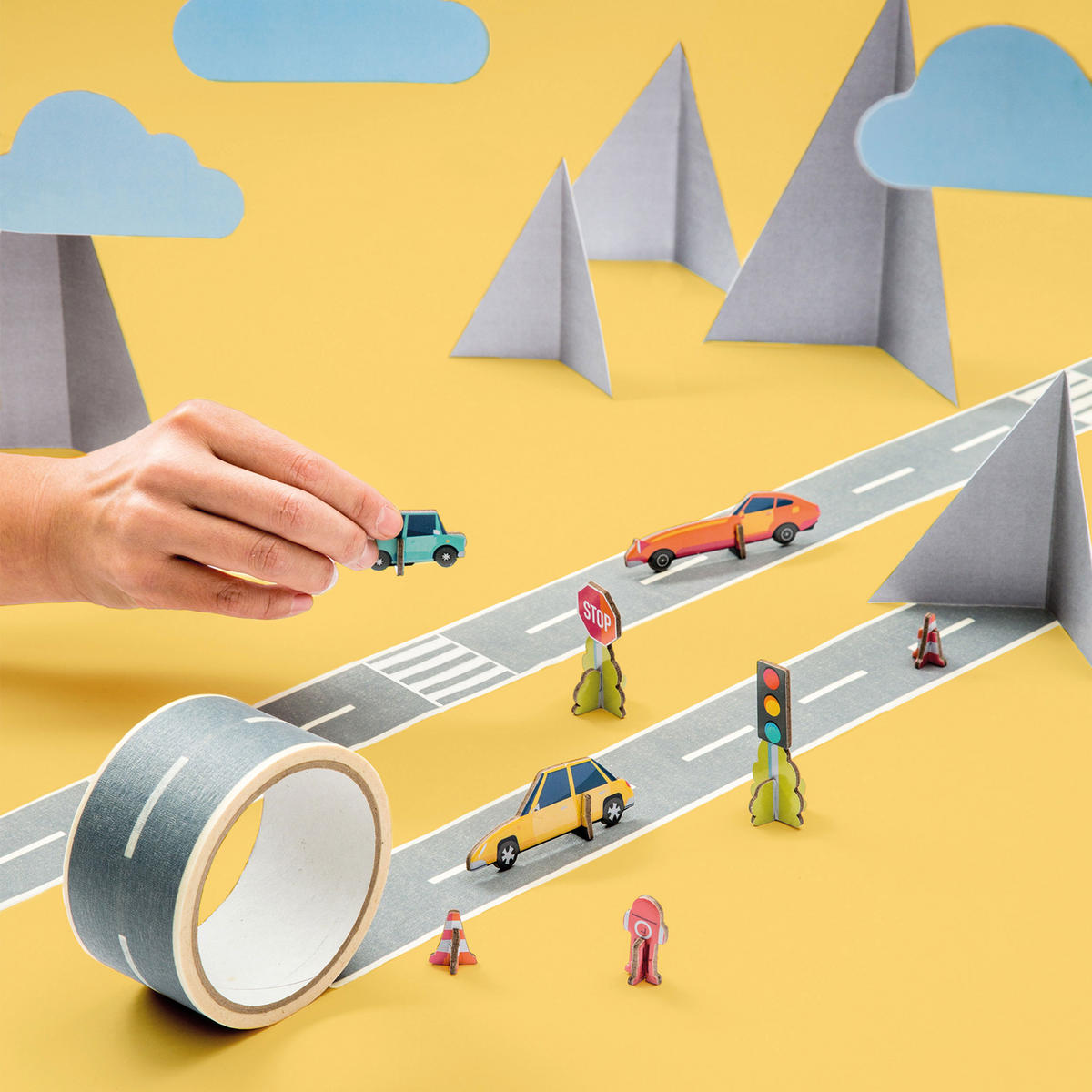 KLEBEBAND My First Autobahn, mit Aufstellern, 2 m - Multicolor, Papier (10/10/5cm) - Donkey Products