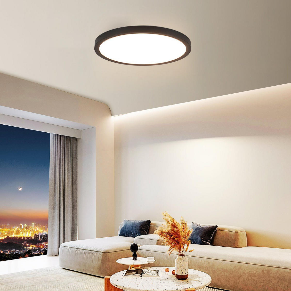 LED-DECKENLEUCHTE Julia 30/30/3 cm - Schwarz, Kunststoff (30/30/3cm) - Nettlife