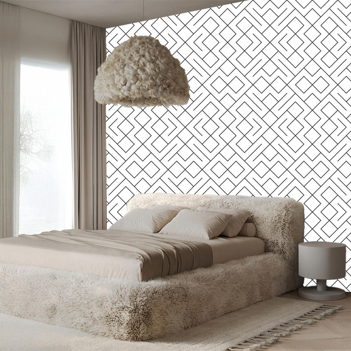 VLIESTAPETE Geometrische Linien – Schwarz, Weiß – 50x1000 cm - Schwarz/Weiß, Papier (50/1000cm) - Muralo