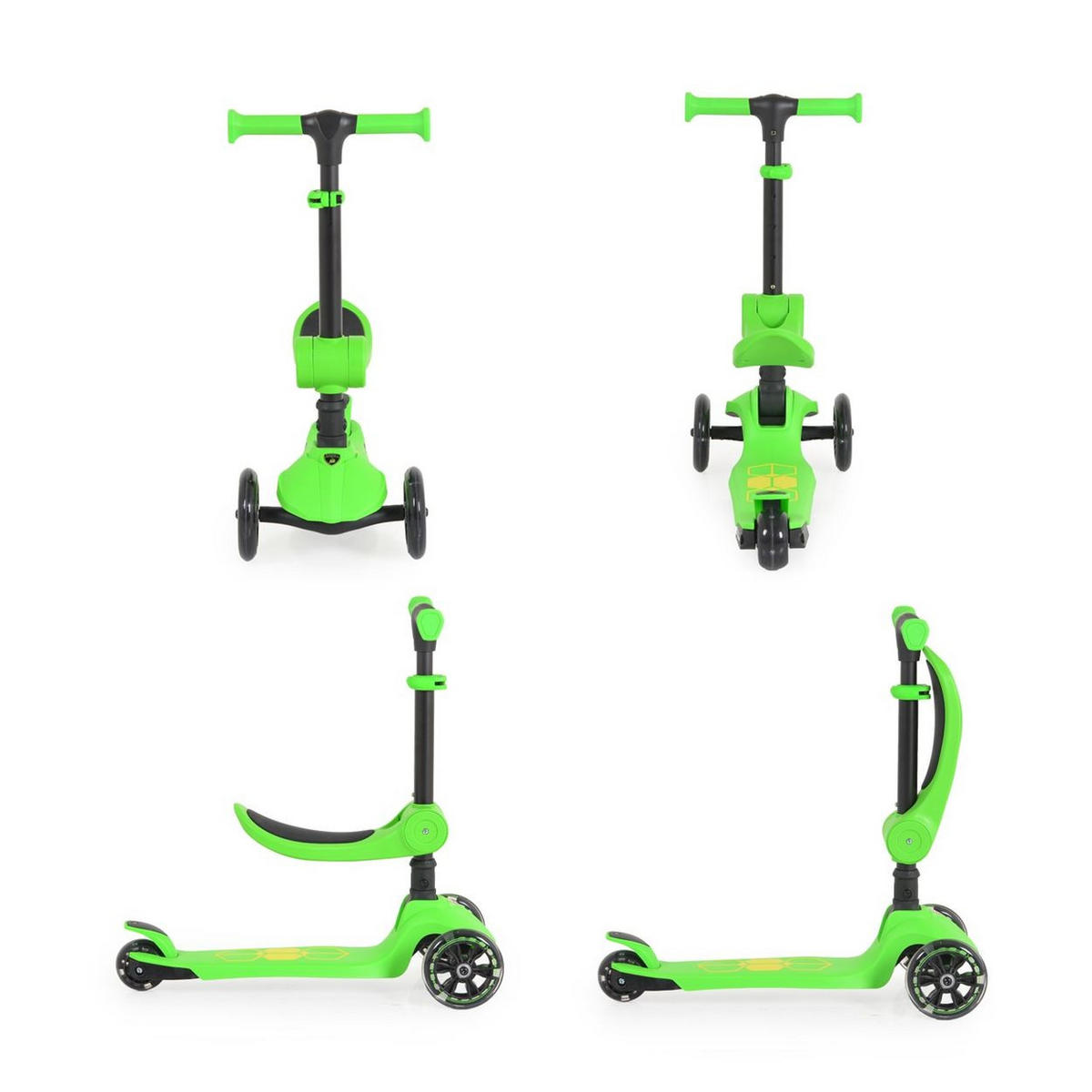 KINDERROLLER 2 in 1 Lamborghini grün Laufrad, Lenkerhöhe verstellbar, klappbar - Grün, Kunststoff (57/26/52cm) - Moni