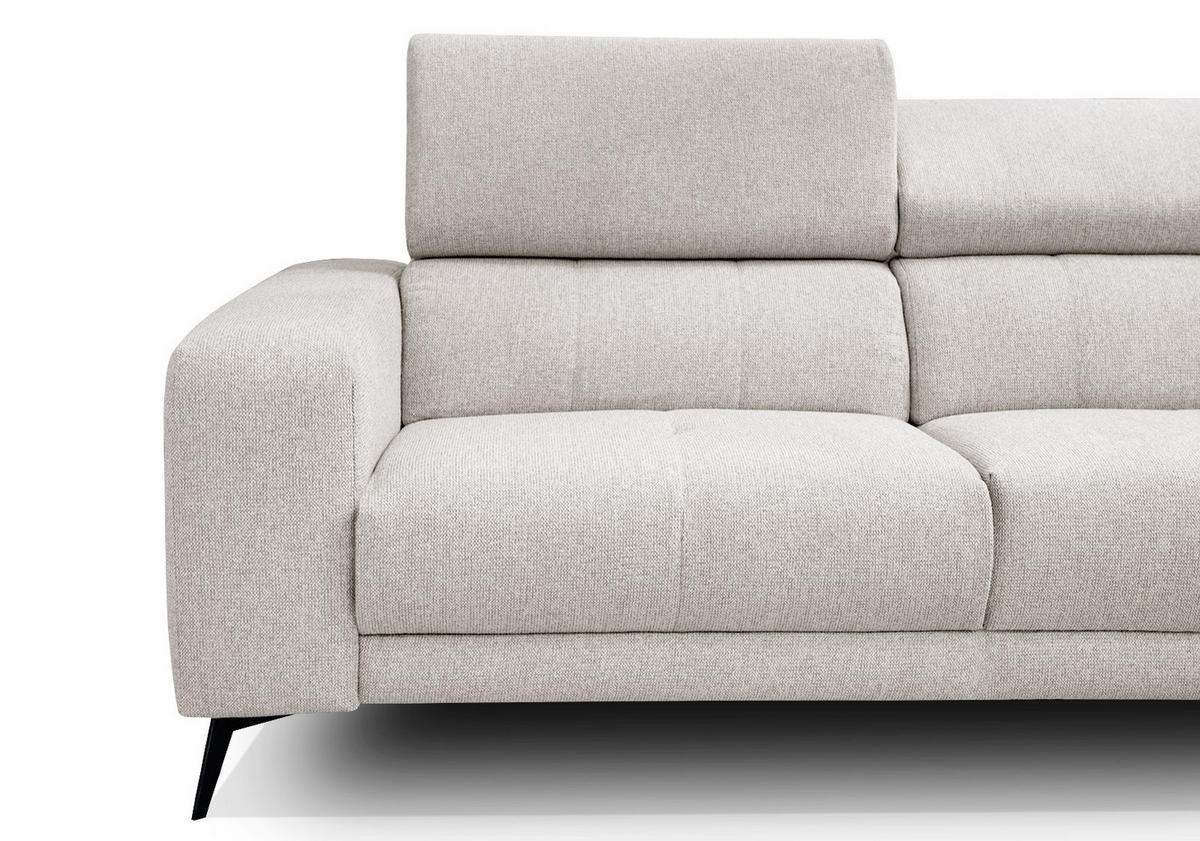 ECKSOFA MORELLO 5-Sitzer, creme - Anthrazit/Schwarz, Holzwerkstoff/Textil (287/228cm) - Courtois Laville
