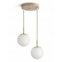 PENDELLEUCHTE ECRU II - Beige/Goldfarben, Glas/Metall (30/30/100cm) - kiki design