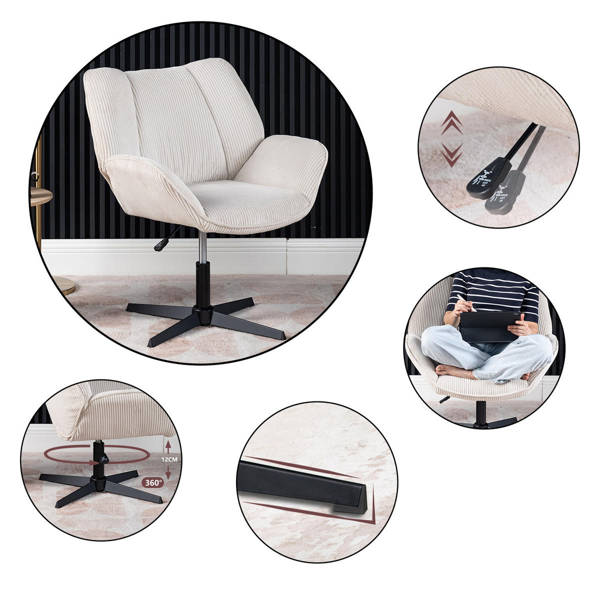 SESSEL 6er-Set in Webstoff, Beige - Beige, Textil (72/90/70cm) - Meubles Cosy