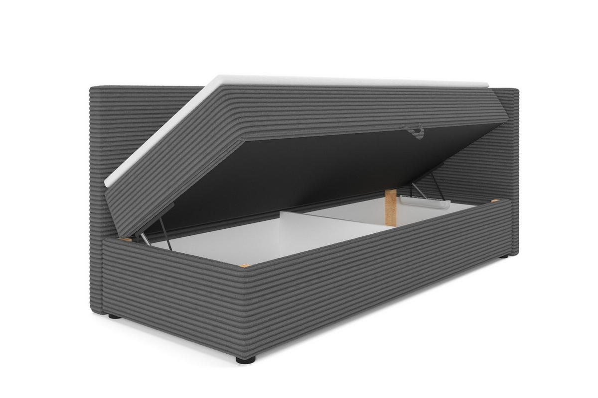 BOXBETT ROBERTO 90/200 in Cord Anthrazit H3 links - Anthrazit, Holz/Holzwerkstoff (90/200cm) - Deine Möbel 24