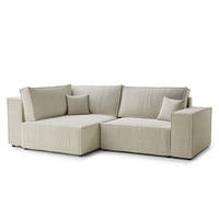 ECKSOFA MIT SCHLAFFUNKTION Tonga Creme Chenille-Stoff - Creme/Schwarz, Holz/Holzwerkstoff (105/225cm) - Maison de Reve