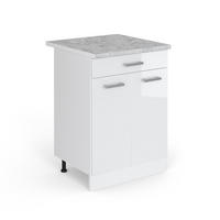 UNTERSCHRANK R-Line Weiß Hochglanz 60 cm mit Schubladen - Weiß Hochglanz/Weiß, Holzwerkstoff (60/81.6/60cm) - Vicco
