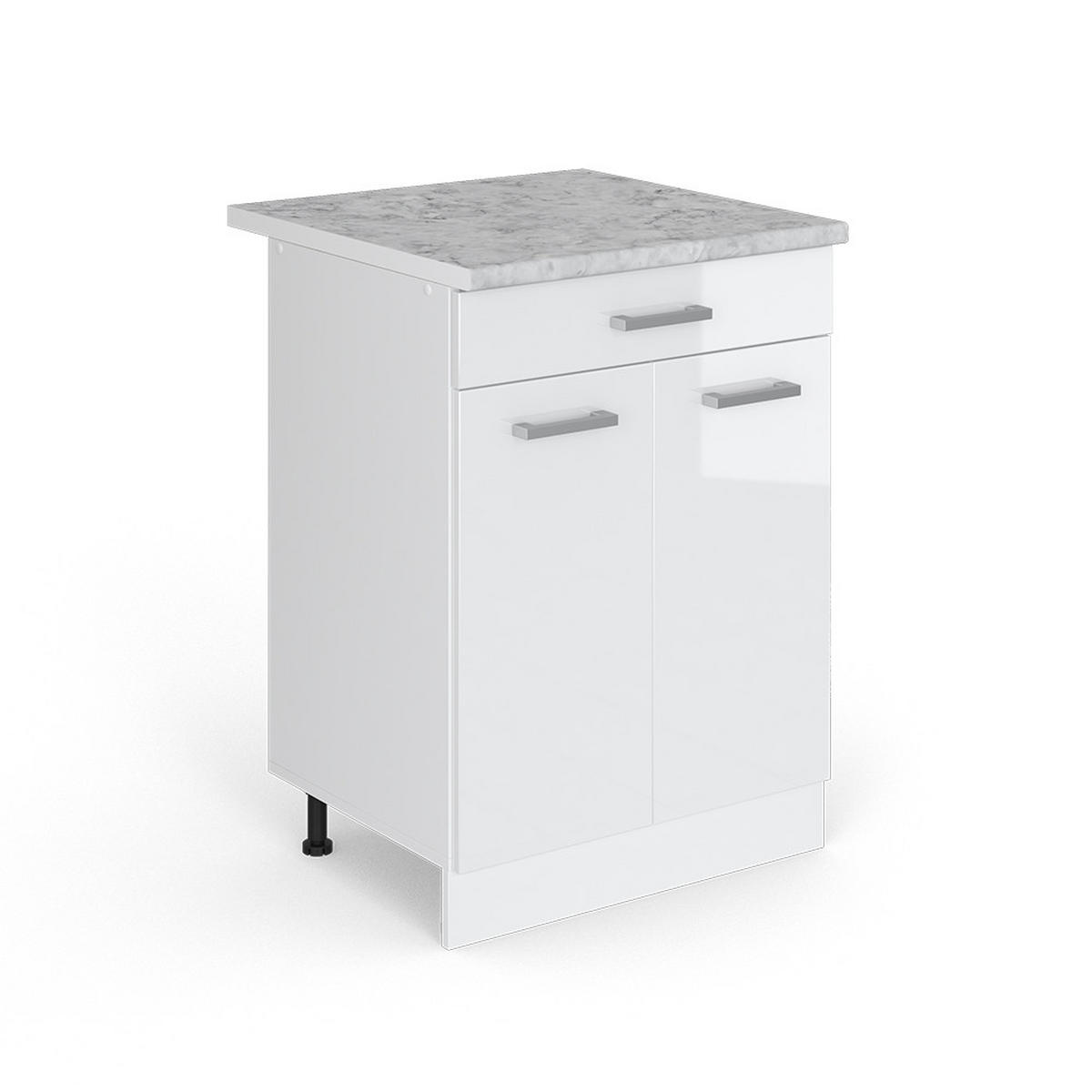 UNTERSCHRANK R-Line Weiß Hochglanz 60 cm mit Schubladen - Weiß Hochglanz/Weiß, Holzwerkstoff (60/81.6/60cm) - Vicco