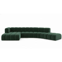 ECKSOFA L-Form GRAND Round, Stoff Salvador, Grün, Links - Grün, Holz (445/179cm) - Kaiser Möbel