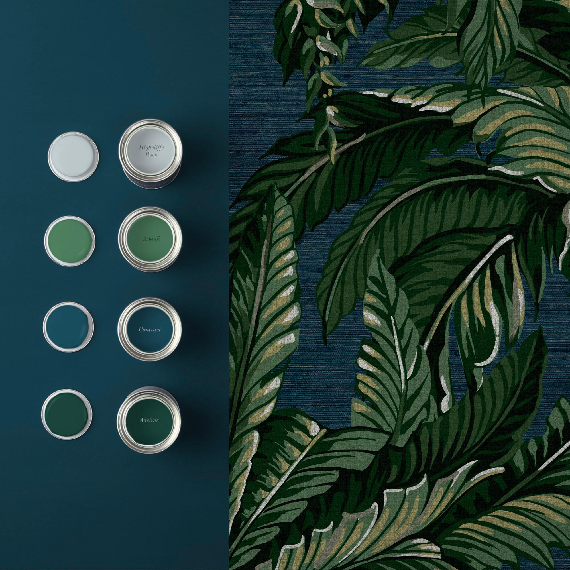 VLIESTAPETE - Daintree Palm Midnight - Blau, Papier/Kunststoff (52/1005cm) - Graham & Brown