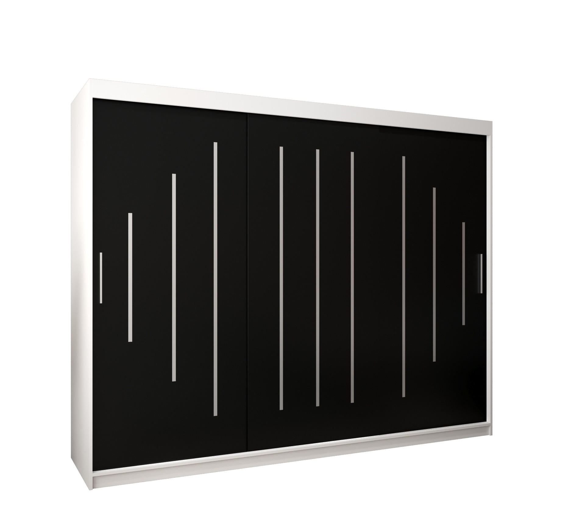 Abiks Möbel Schwebetürenschrank Weiß, Schwarz 250x200x62 cm