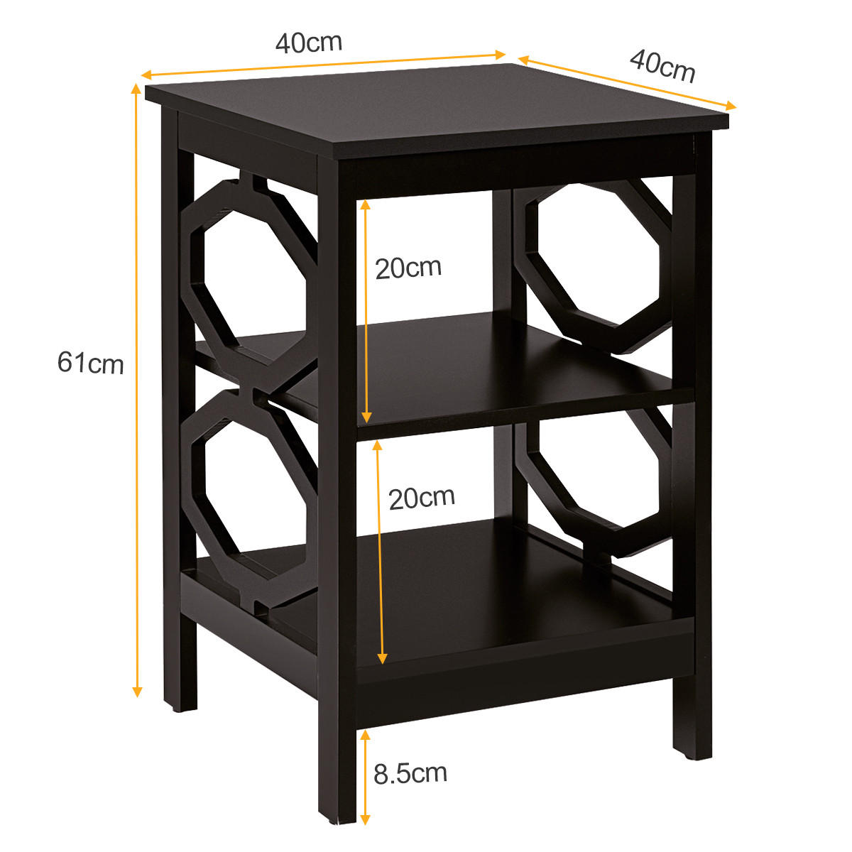 NACHTTISCH Braun(2er-Set) - Braun, Holz (40/61/40cm) - COSTWAY