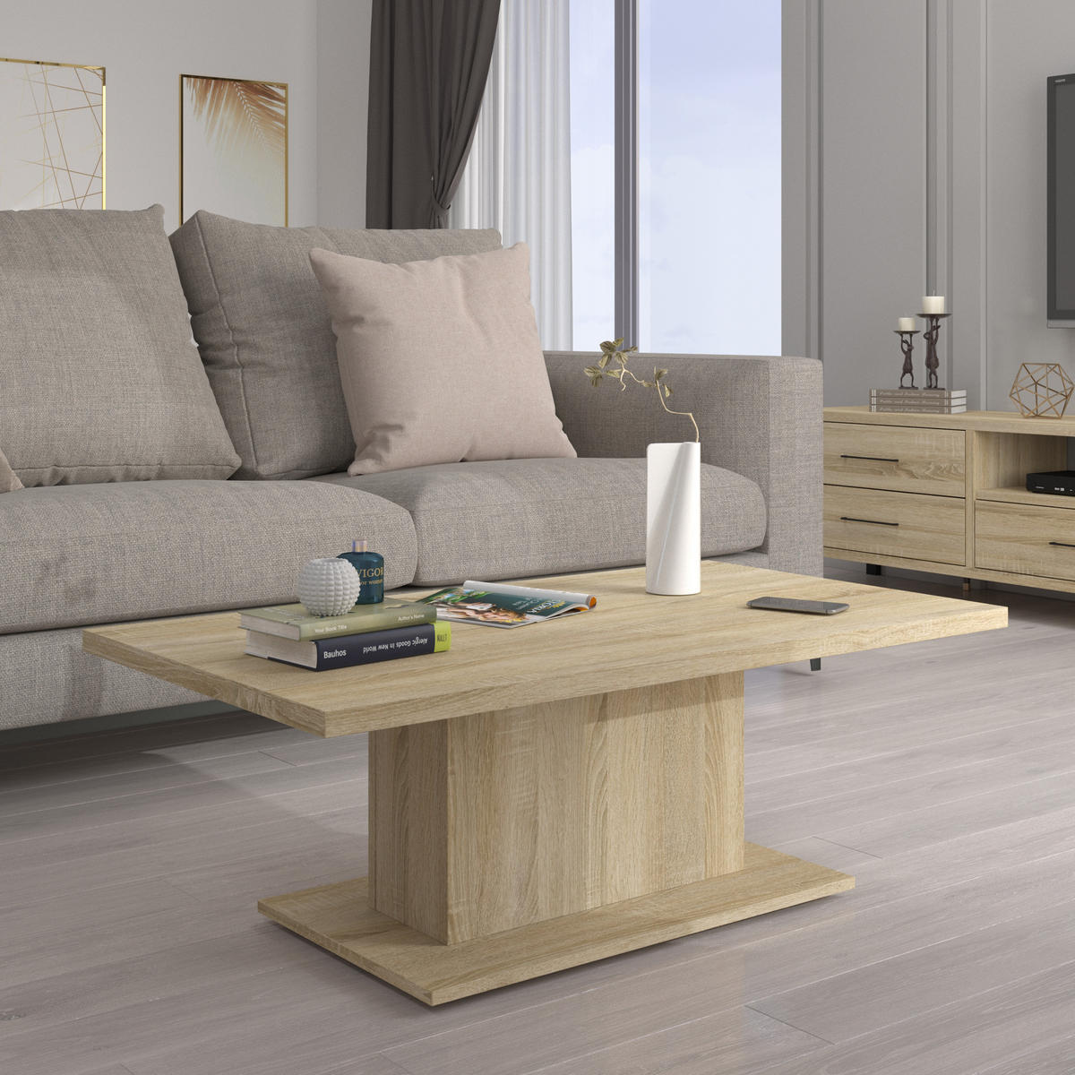 COUCHTISCH VERMONTA 110/43,3/60 cm Sonoma Eiche - Sonoma Eiche, Holzwerkstoff (60/110/43.3cm) - MASSENO
