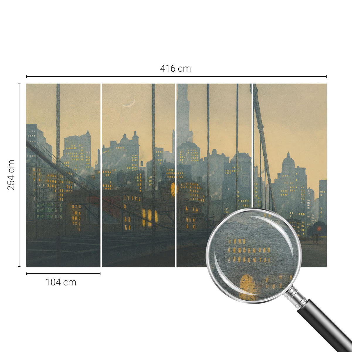 FOTOTAPETE 416x254 cm - Abendpanorama - Grau, Textil (416/254cm) - Wallfluent