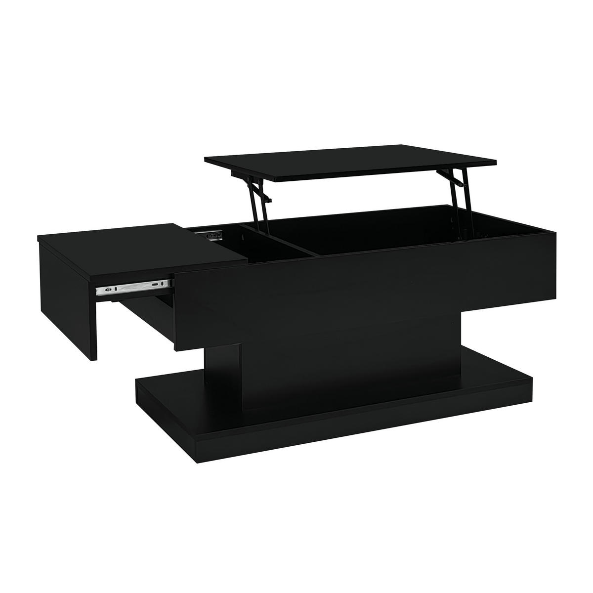 COUCHTISCH Schwarz 100/50/45 cm mit LED - Schwarz, Holzwerkstoff (50/100/45cm) - PANGIVO