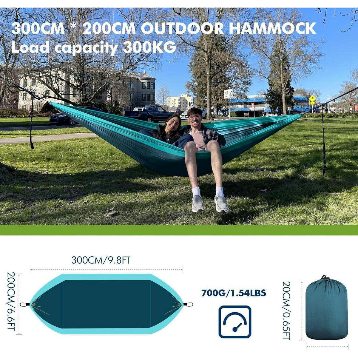 HÄNGEMATTE Outdoor Camping 2 Personen 300 x 200 cm Blau - Multicolor, Textil (200/2.5/300cm)