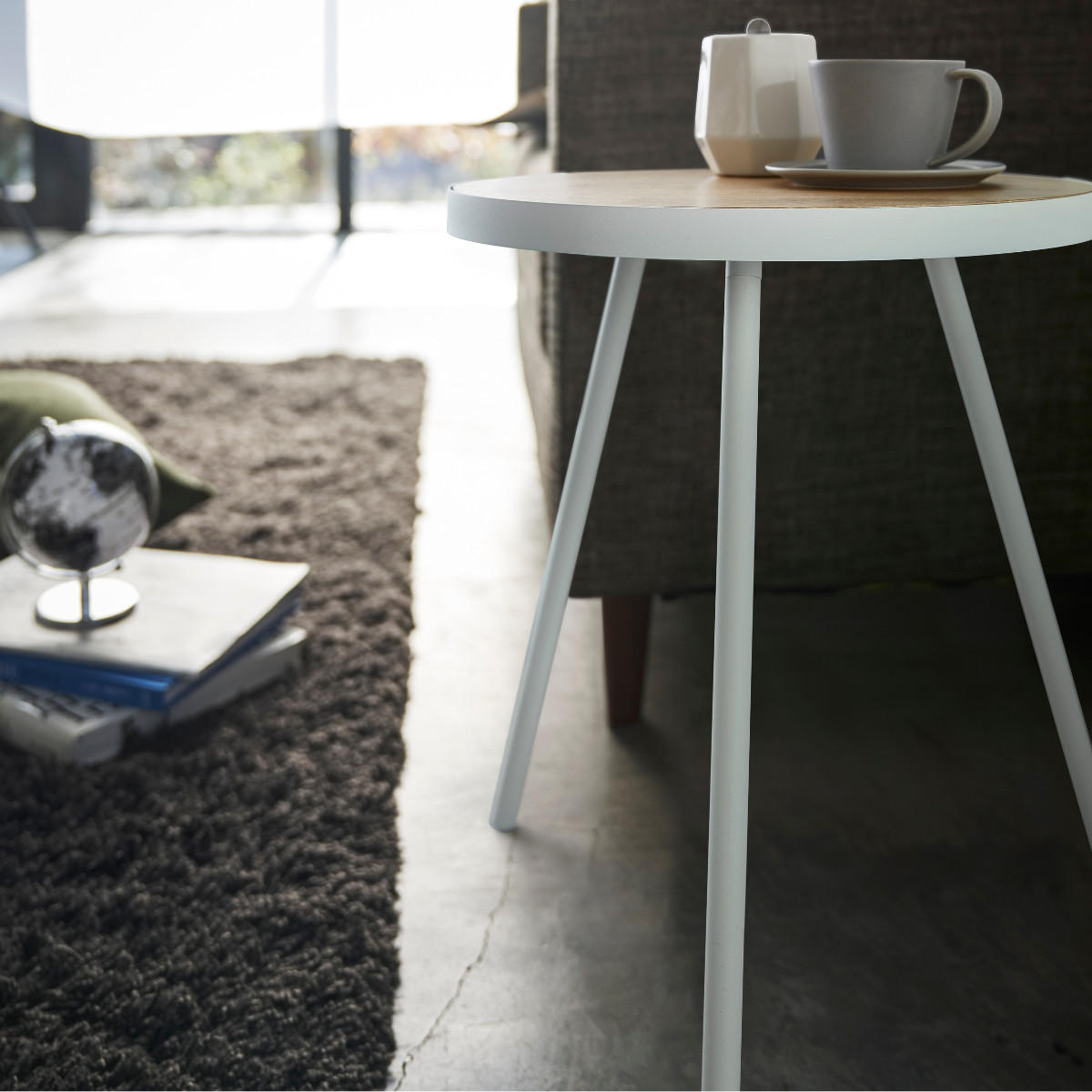 BEISTELLTISCH Tower weiß 49/50/49 cm rund - Weiß, Metall (49/49/50cm) - Yamazaki