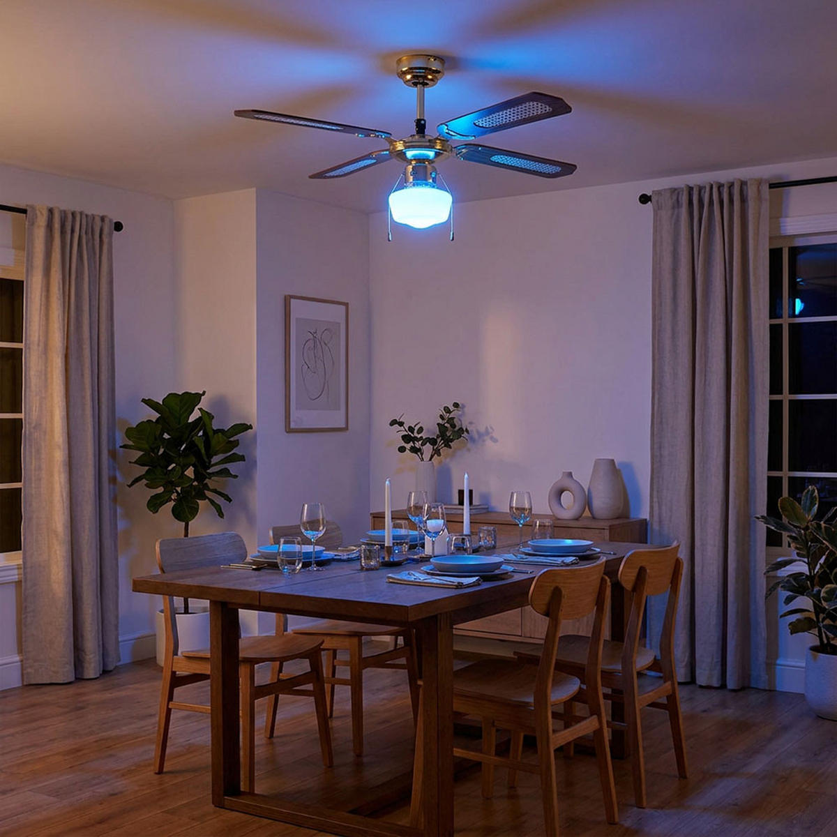 LED DECKENLEUCHTE Deckenventilator Braun Holzoptik - Braun, Holzwerkstoff (105/105/46cm)