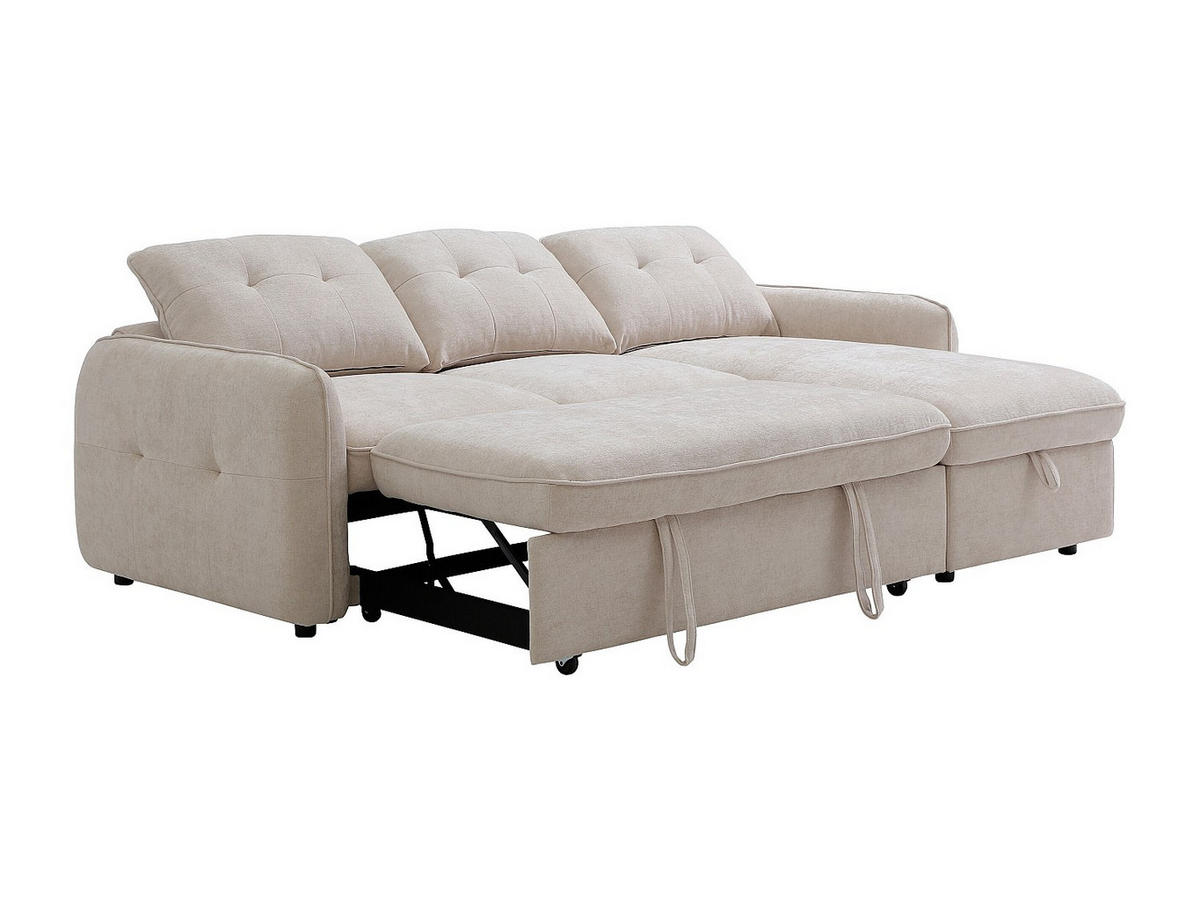 SCHLAFSOFA - 4 Personen - stoff - beige Pobava - Beige, Kunststoff/Textil (236/89/158cm) - Vente-Unique