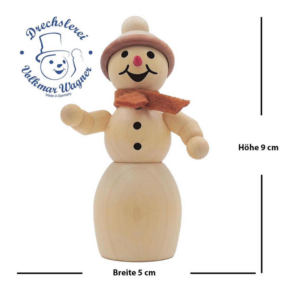 HOLZFIGUR Schneefrau mit Schal 9 cm - Multicolor, Holz (5/1/0.1cm)