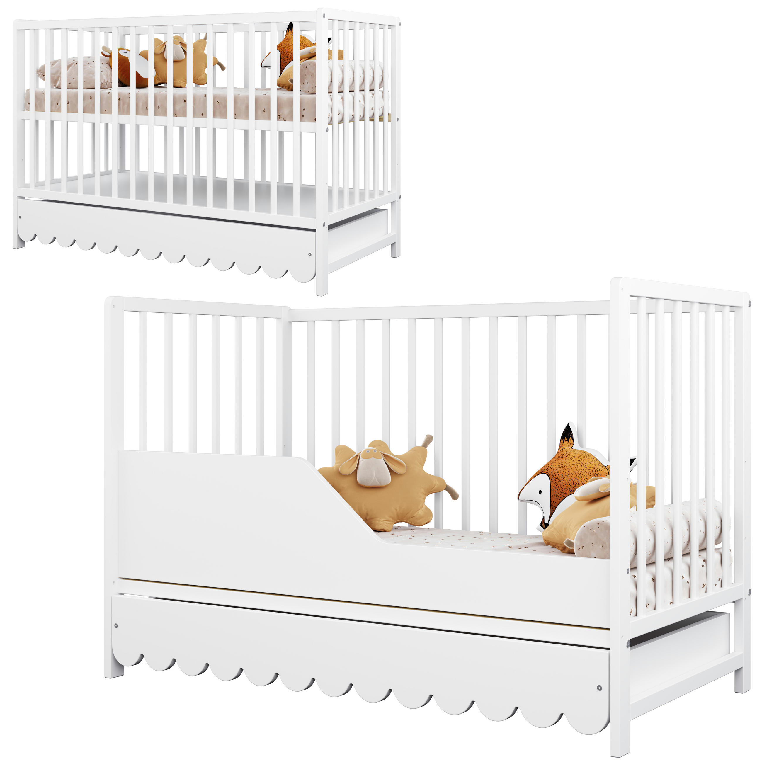 Lettino Babybett Weiß 60x120 cm