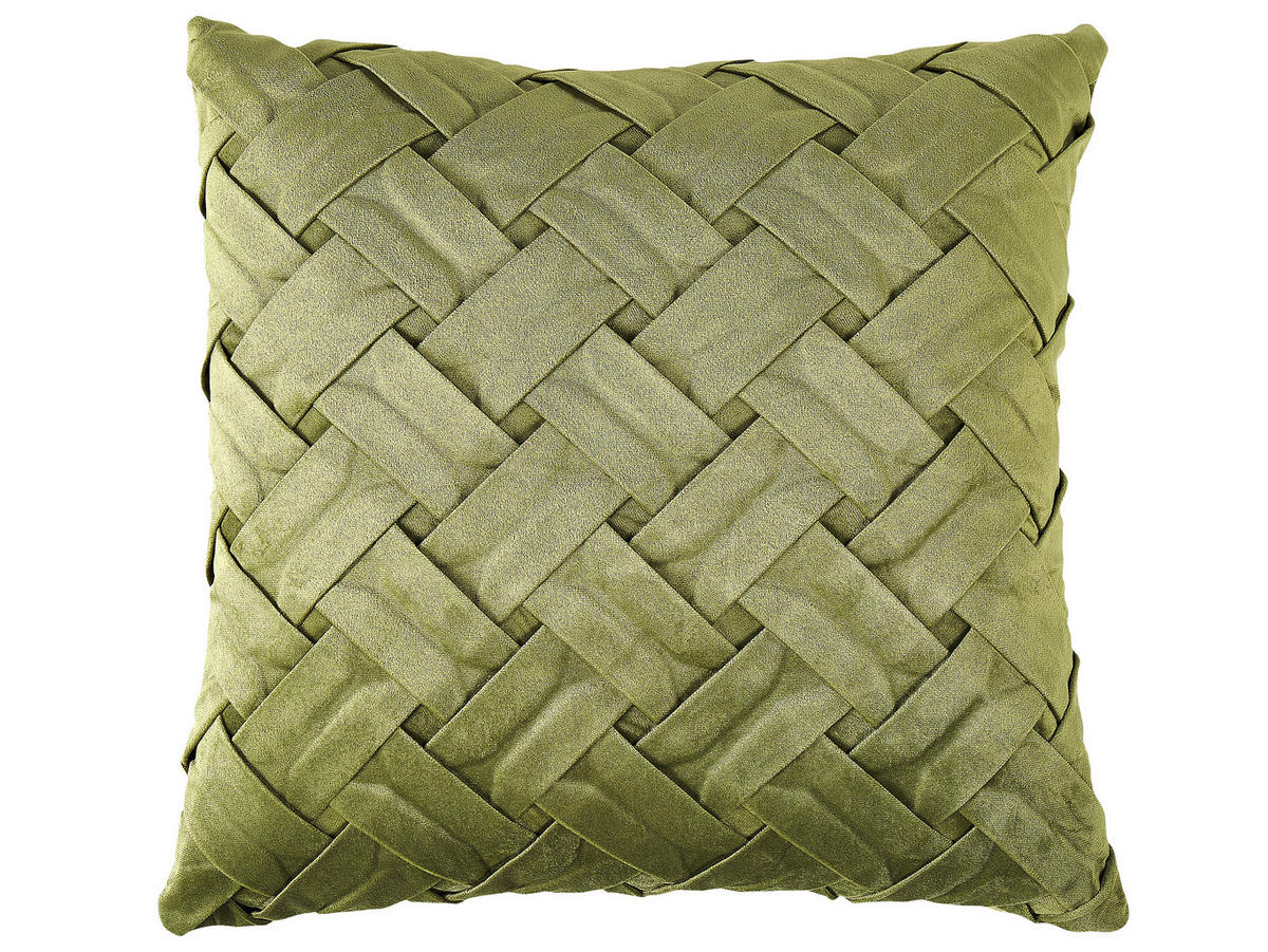 DEKOKISSEN 2er-Set Olivgrün 43/43 cm Narcissus - Olivgrün, Textil (43/43cm) - Beliani