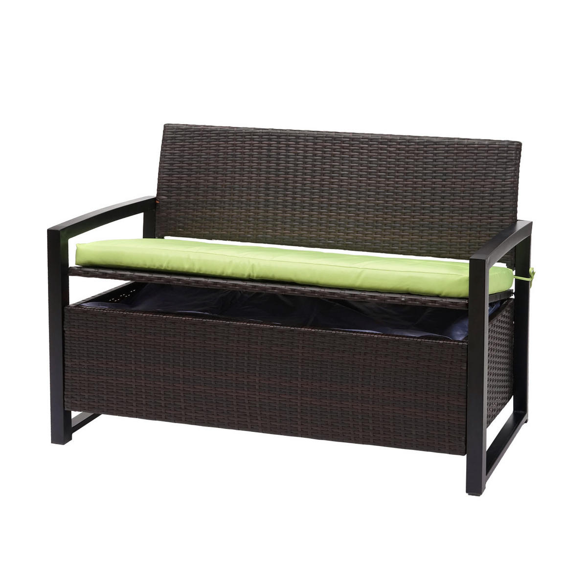 POLY-RATTAN 2ER SITZBANK Braun, Grün - Braun/Grün, Kunststoff (117/87/57cm) - MCW