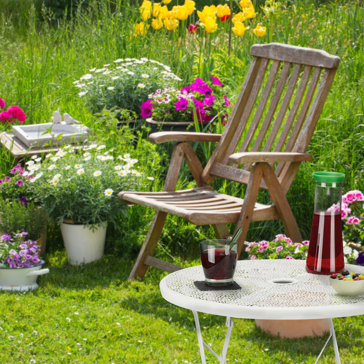 BALKONTISCH - Weiß, Metall (60.5/60.5/71.5cm) - Relaxdays